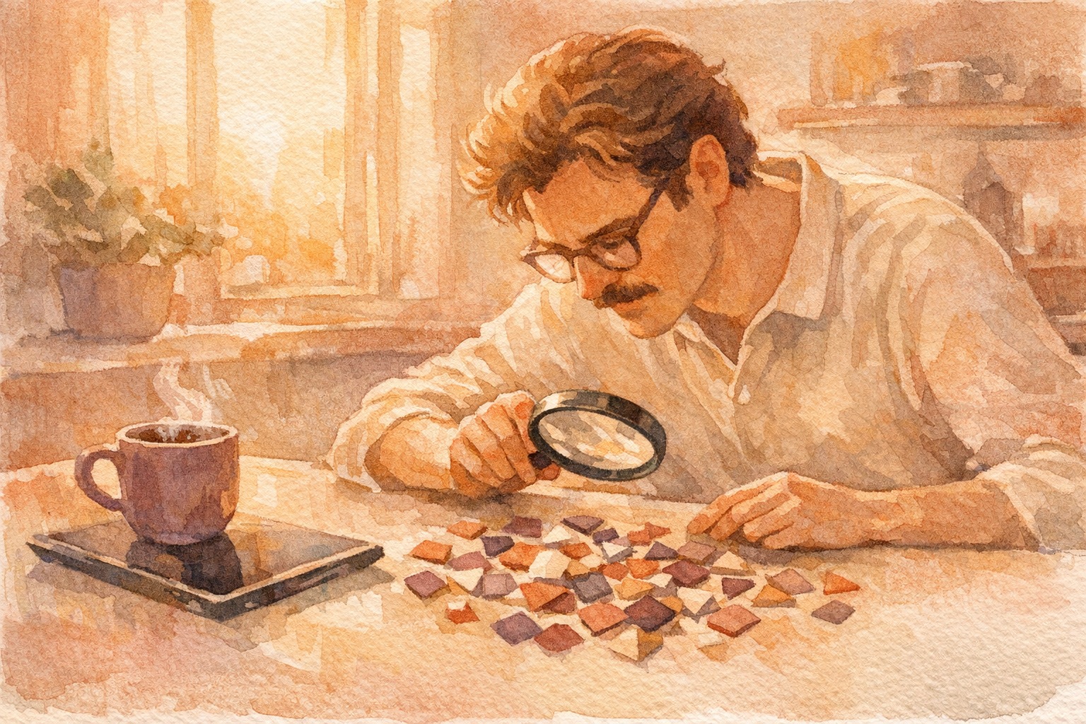 Person exploring geometric shapes representing vector space