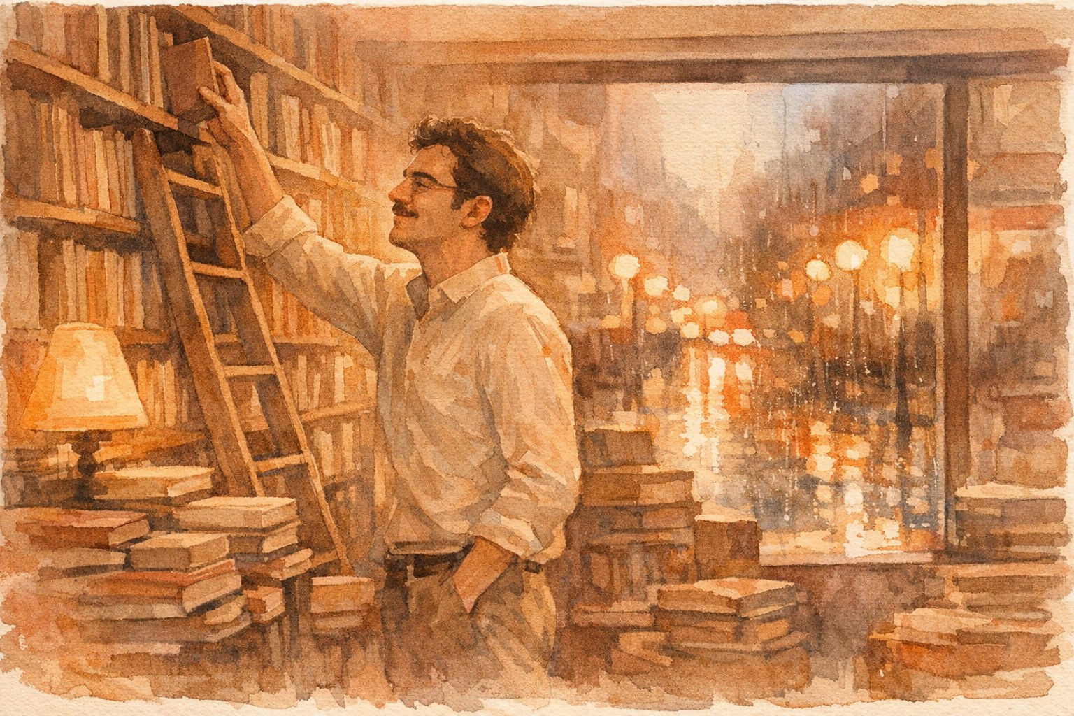 Illustration of a person organizing knowledge on a corkboard with connected notes